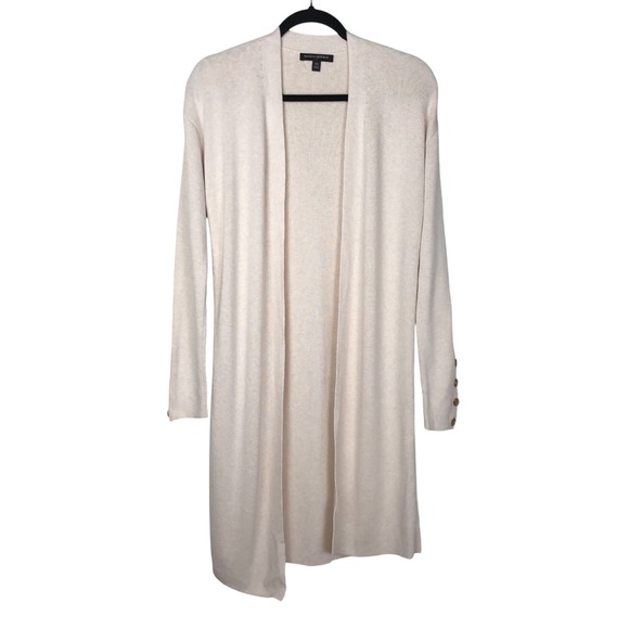 Banana Republic Sweaters - Banana Republic Womens Longline Open Front Cardigan Button Sleeve Size XS Beige